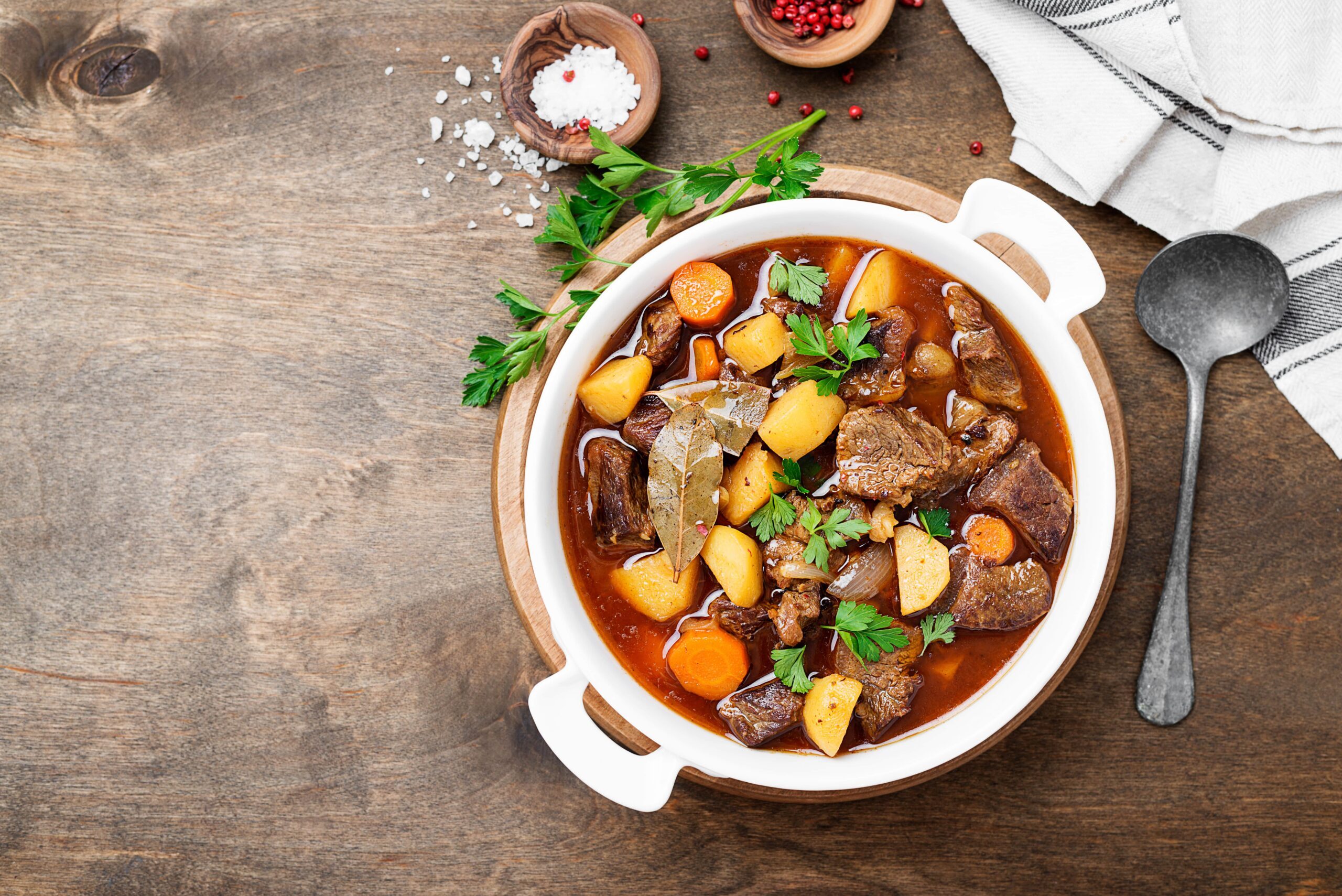 5 Foods to Include in Your Diet for Better Pilates Classes - overhead shot of meat and veg stew