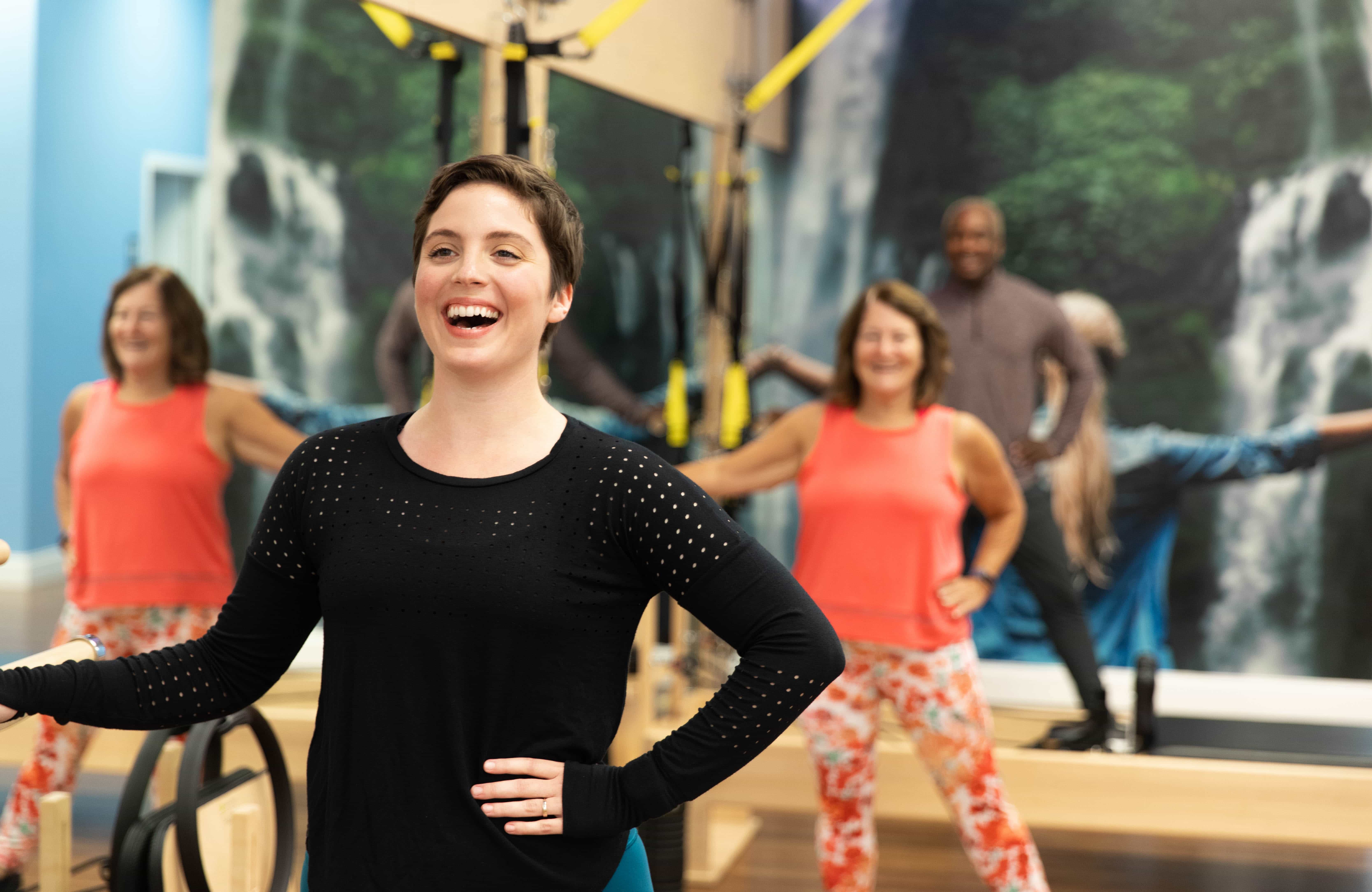 image of women showcasing different shirts worn at Pilates Class
